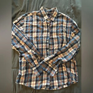 Untuckit men’s button down cotton plaid shirt size large